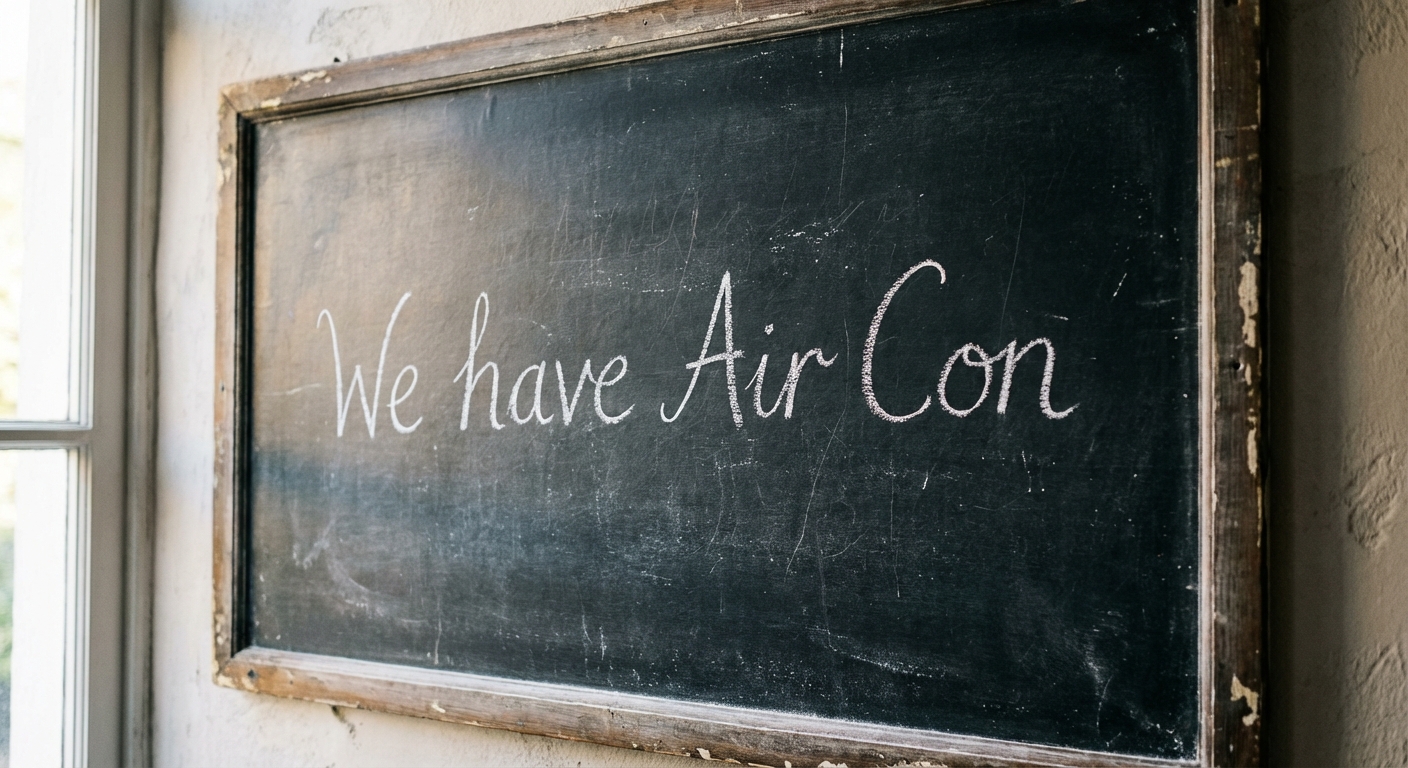 We have Air Con chalkboard sign